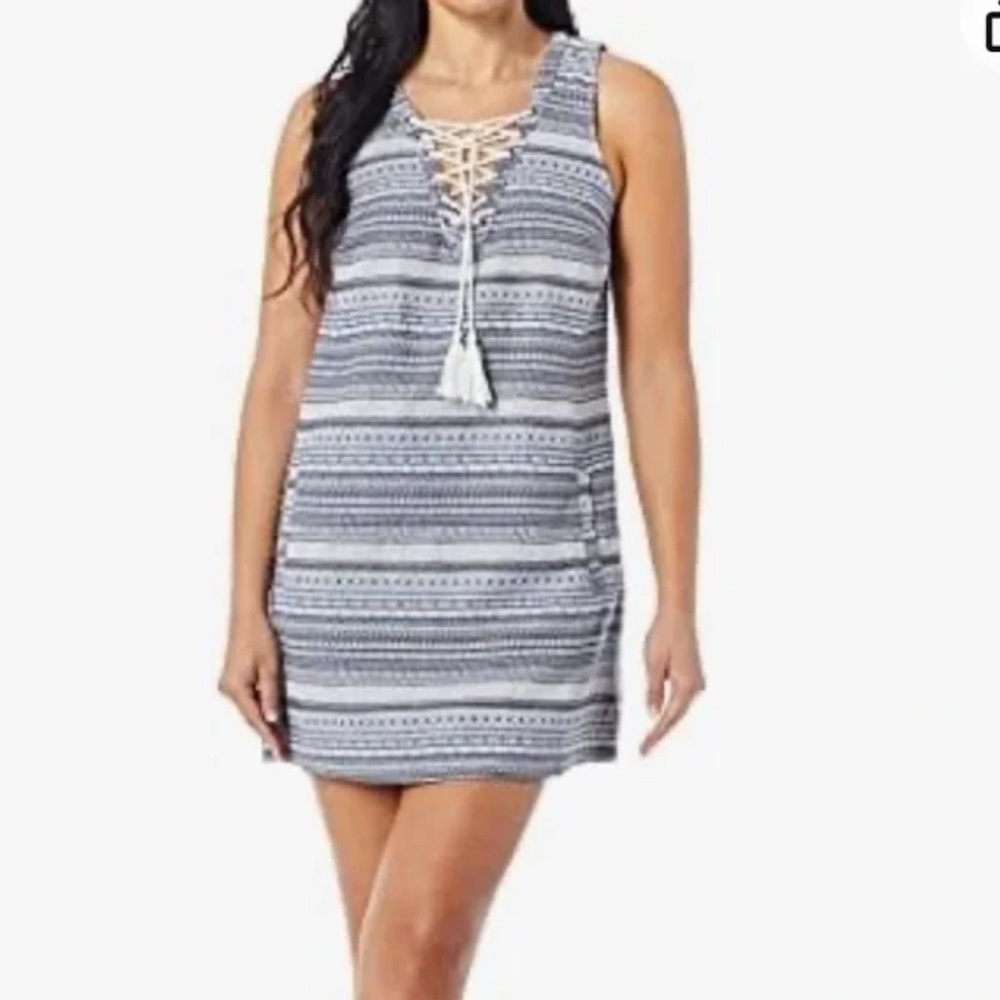 Jack by BB Dakota Navy and White Lace-Up Swim Cover-Up size M